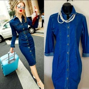 Vintage Denim Buttoned Dress